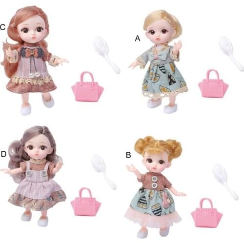1Set Doll Set Delicate Makeup Movable Joint Comfortable Touch Princess Girl Toy Children Delicate Makeup Dolls Outfits Clothes