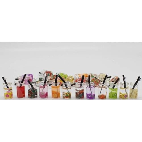 10 exquisite personality and cute fruit drinks with straw cup pendant earrings jewelry keychain pendant pendant DIY handmade res