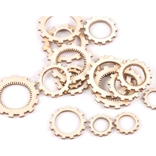 New 18pcs Mix Retro Gearwheel Pattern Wooden Ornaments Scrapbooking Crafts DIY Wood For Home Decoration Art Accessories m2164