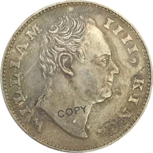 1835 India Half Rupee William IIII KING Cupronickel Plated Silver Copy Coin