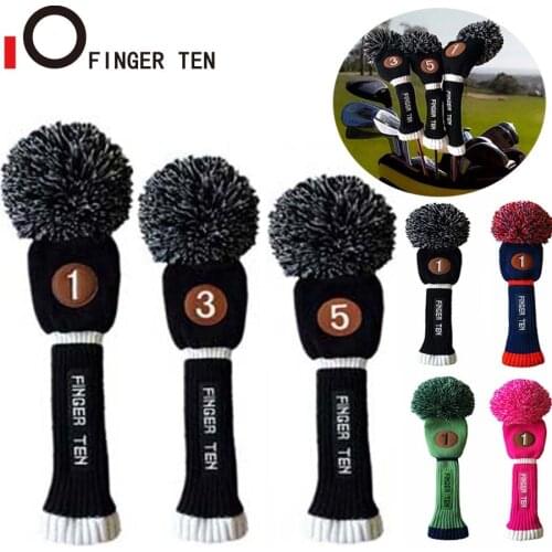 Golf Headcover Putter Pom Pom No.1 Driver Wool Knitted Golf Club Headcovers Sleeves Wooly Pack 4 Colors Set Finger Ten