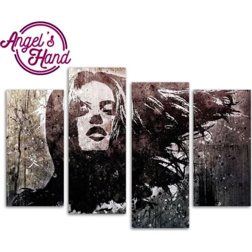 4 pcs/set,DIY Diamond Embroidery,woman face,5D Diamond Painting,Cross Stitch,3D,Diamond Mosaic pattern,Decoration,Gift,stickers