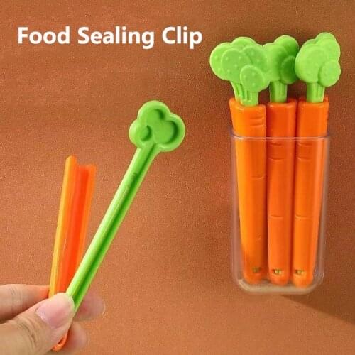 5Pcs Food Sealing Clip Carrot Cartoon Kids Snack Moisture-Proof Closure Clamp For Food Fresh Keep Kitchen Tools Dropshipping