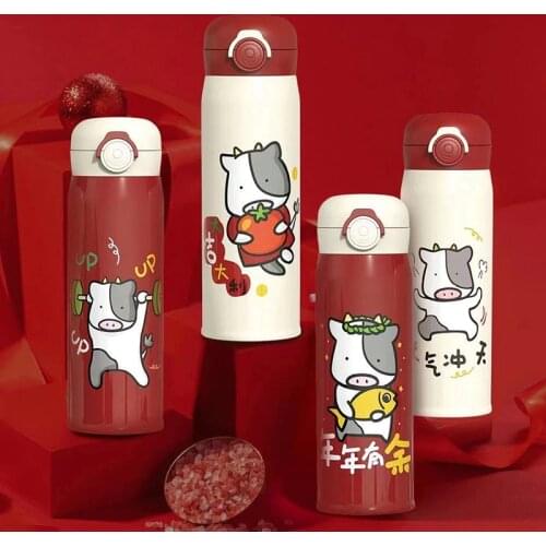 500ML Thermocup Bouncing Cover Bottle Vacuum flask Pattern Thermal Mug Travel Thermos Cup Stainless Steel