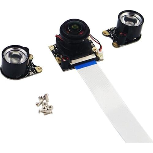 5MP Camera Video Module 175 Degree Wide Angle + 2 IR Light +16cm FFC cable For Raspberry Pi 4 Model B 3 B+ Night version camera