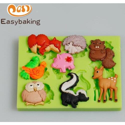8 Cavities Different Animals Silicone Molds Squirre/Hedgehog/Deer Mould Cake Tools Sugarcraft Bakeware Cupcake Mold