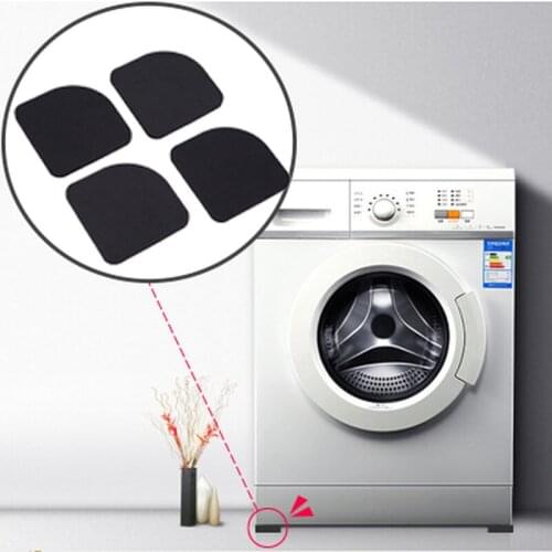 4pcs Washing Machine Anti-Vibration Pad Furniture Leg Chair Mats Black Non-Slip Feet Pads Square Refrigerator Mute Shock Mat