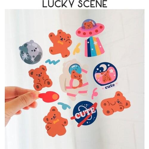Paper Cartoon Anime Bear Movable Stickers Bear Stickers Waterproof Cellphone Laptop Water Bottles Decorative Laptop Skin S01095