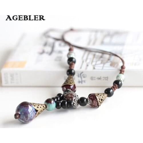 Creative Winter Handmade Sweater Chain Fashion Women Ceramic Necklace Boho Style Colorful Elegant Beads Accessories jewelry