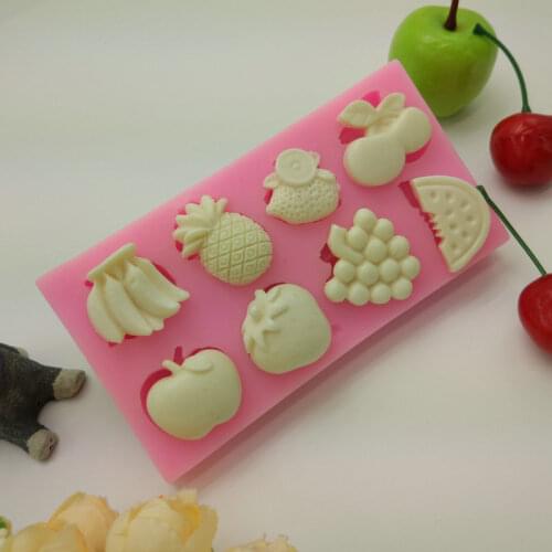 DIY Silicone Mold Strawberry Apple Pineapple Cherry Banana Sugar Craft Tools Soap Mold Chocolate Cake Decoration
