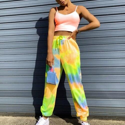 Tie-Dye Joggers High Waist Long Pants Women Sweatpants Loose Trousers 2021 Summer Casual Pant Streetwear Clothes Up Leggings