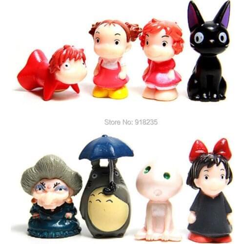 80PCS 4-5CM My Neighbor Totoro Miyazaki Hayao Kikis Jiji Spirited Away Monono Hime PVC Action Figure Toys