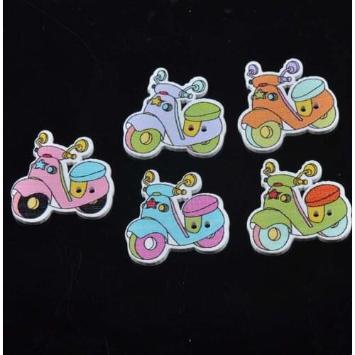 50pcs 26x27mm Mixed electromobile Painted Wooden Buttons 2 Holes Party Supplies Sewing Scrapbooking Crafts MT1577