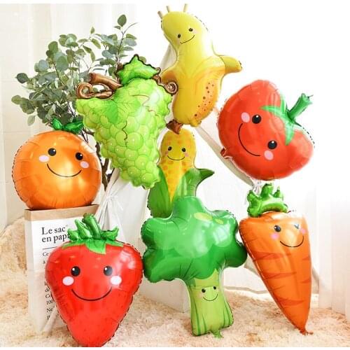 Hawaii Theme Party Foil Balloons Fruits Vegetables Balloons Banana Grapes Strawberry Tomatoes Summer Party Birthday Decorations