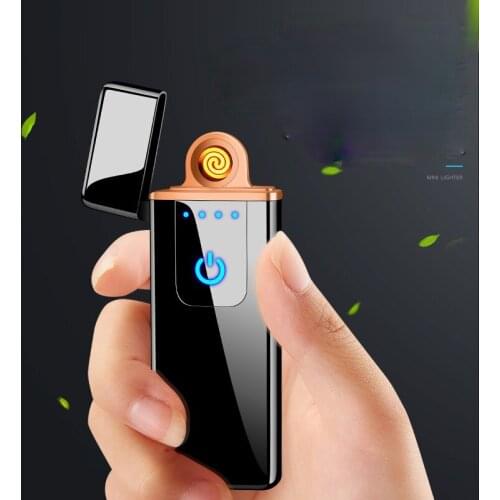 Personalized Ultra-thin Fingerprint LCD Induction Charging Lighter Usb Cigarette Lighter Mens Gift Smoking Accessories for Weed