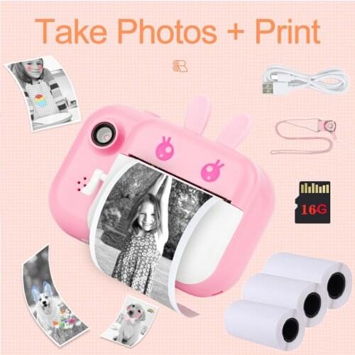 16GB TF Card Camera Printer With Thermal Photo Paper Camera For Gifts Instant Print Camera Photo Printer For Kids 1080P #R45