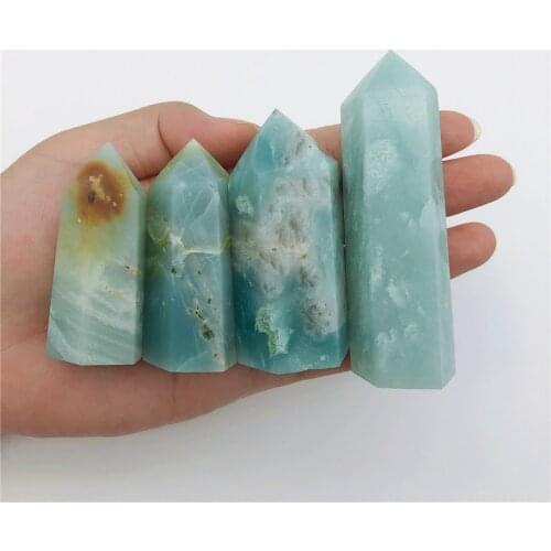 Beautiful 1pc Natural Amazonite Point Pyramid Healing Obelisk Quartz Crystal Wand Ornament Home Decor Natural Quartz Crystals
