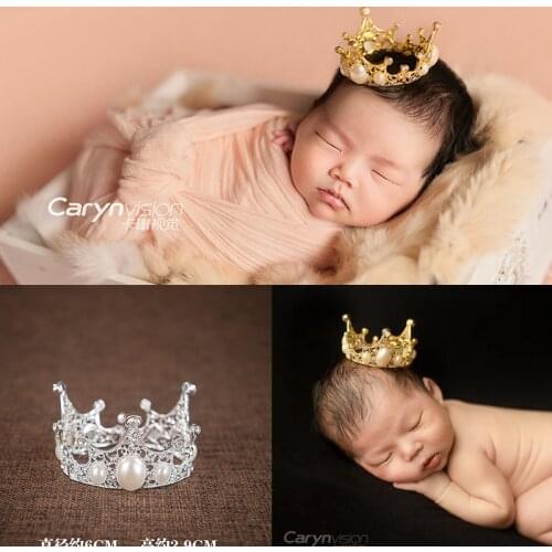 Cretive Baroque Crown King Baby Full Of Childrens Golden Jewel Photography Small Tiara Crown Newborn Photography Props
