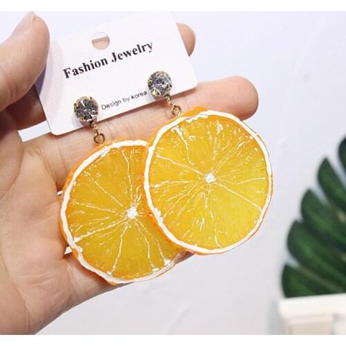 Creative orange piece big earrings cute style womens earrings fashion womens small gift