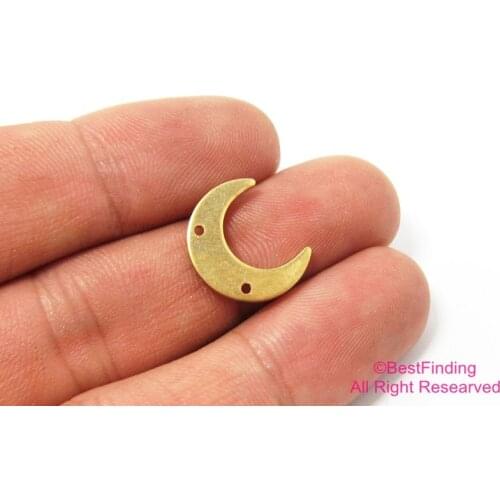 50pcs Brass charms 16x14.5mm Raw brass moon findings Necklace chain connector - R061