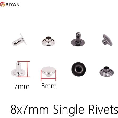 100 sets 8x7mm Metal Cap Rivets Studs Round Repair Rivet for Leather Craft Bag Belt Clothing Garment Shoes Pet Collar Decor