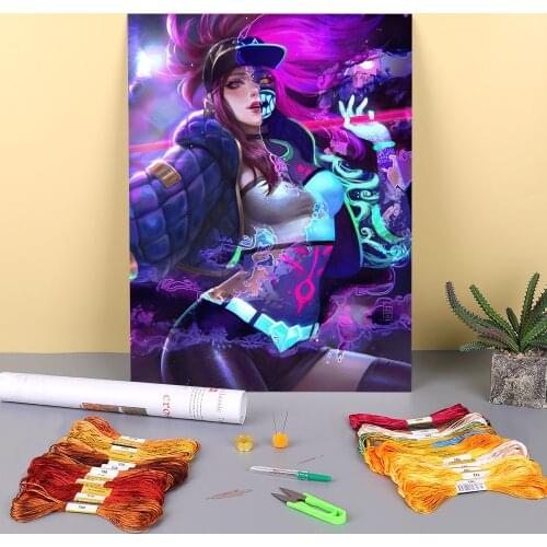 Cartoon Girl Woman Printed Canvas 11CT Cross-Stitch Embroidery Full Kit DMC Threads Craft Handicraft Hobby Handiwork Counted