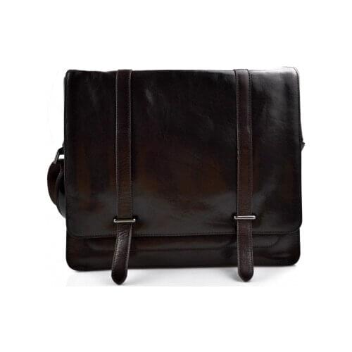 Mens leather messenger bag dark brown shoulder bag genuine leather briefcase