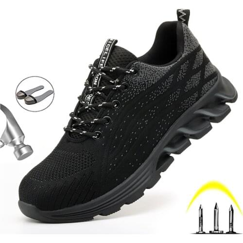 Men Fashion Safety Shoes Indestructible Steel Toe Cap Anti-smashing Anti-puncture Work Boots Comfortable Outdoor Sneakers