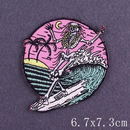 Pulaqi Punk Skull Patches For Clothing DIY Grim Reaper Embroidered Patches For Clothes Hippie Heard Organ Patches For Backpack