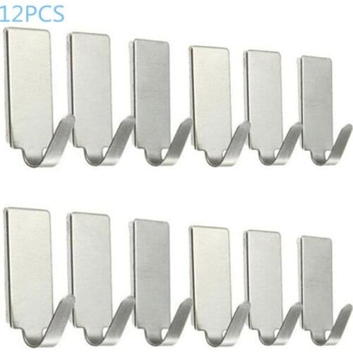 6PCS Self Adhesive Home Kitchen Wall Door Stainless Steel Holder Hook Hanger @A