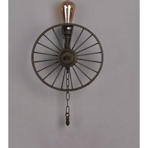 Iron Wheel Chain Wall Lamps Industrial Vintage Edison Bulb Bar Coffee Shop Restaurant Wall Lamps Loft Deco Free Shipping