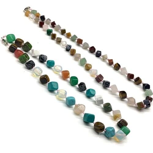 New fashion simple natural crystal stone necklace female models colorful wild irregular square necklace