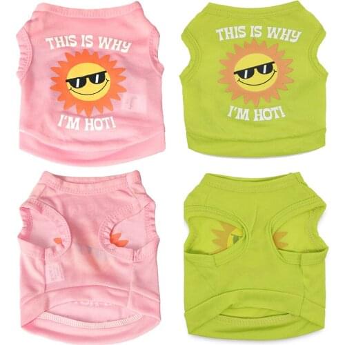 Small and Medium-sized Dog Pet Clothes Cute and Comfortable Printing Sunglasses Sunflower Letter Vest T-shirt Short Sleeves
