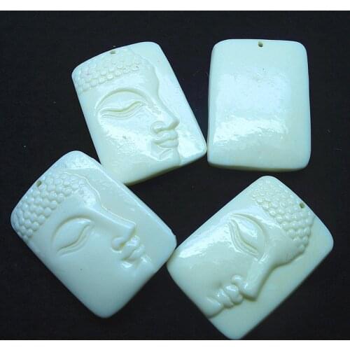 1pc new pendants clay material size 46x33mm rectangle shape cream white colors for buddha face for religious jewelry designs
