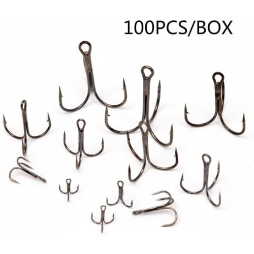 Hot Sale 100pcs/Set 12#-1# Fishing Hooks High Carbon Steel Fishhooks Fishing Bait Treble Hooks Fishing Tackle