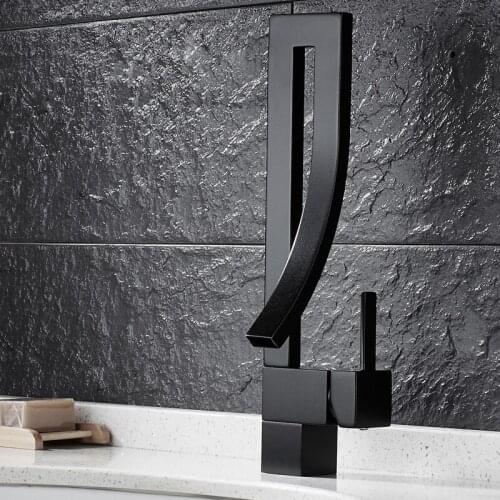 The stage basin bibcock all black copper basin basin concept art fashion type cold hot puckering tap