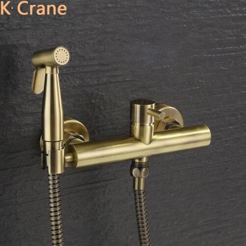 Antique Gold Toilet Bidet Bathroom Wall Mounted Anal Ass Cleaner Hygiene Health Butt Sprayer Retro Copper Hot Cold Mixer Faucet