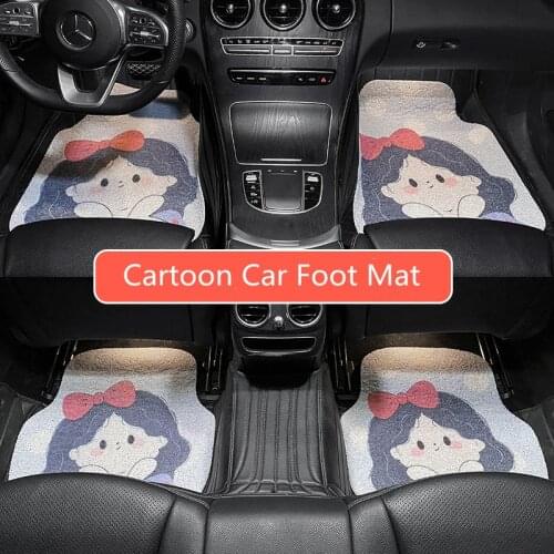 Four Seasons Cartoon Snowwhite Anti-dirty Anti-slip Protective Silk Loop Creative Car Foot Mat Carpet