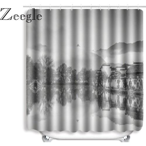 Zeegle Printed Bathroom Shower Curtain Polyester Toilet Curtain Bathroom Account Toilet Decoration Curtain Bath Accessories