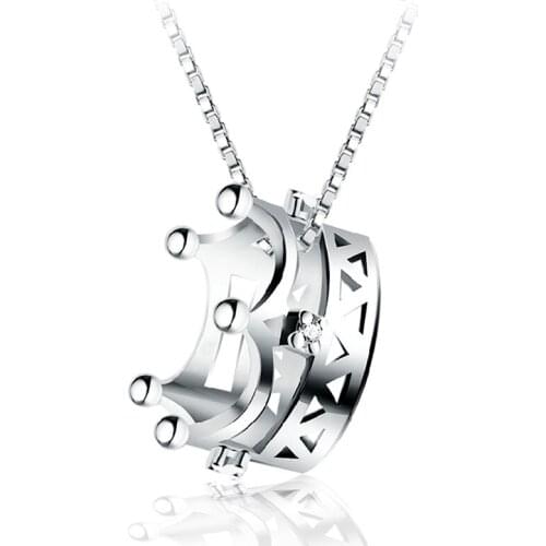 Lovers Best Gift Simple Elegant 925 Sterling Silver Chain Cubic Zircon Crown Pendant Necklace For Women Fashion Jewelry
