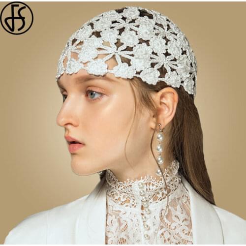 FS Women Beanie Hats 2020 Flower Skullies Cap Hollowed Ladies Fashion Autumn Winter Crochet Knit Hats Beanie Ski Caps gorro