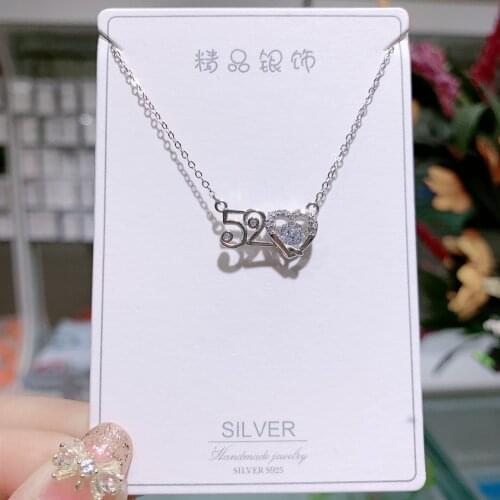 New Trend Luxury Fashion Smart 520 Necklace for Women Wild Heart Stone Necklaces for Girlfriend Birthday Gift Jewelry for Women