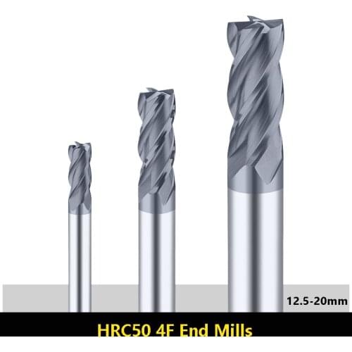 1pcs HRC50 Carbide End Mills 12mm 14mm 16mm 20mm 4 Flutes Milling Cutter Alloy Tungsten Steel Cutting tool CNC Maching Endmills