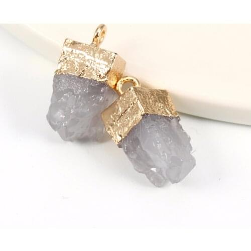 2pc Cute Fake Druzy Gold Color Jewelry Finding Irregular Resin Stone Earrings Pendant Diy Making Necklace Bracelet Charm F111