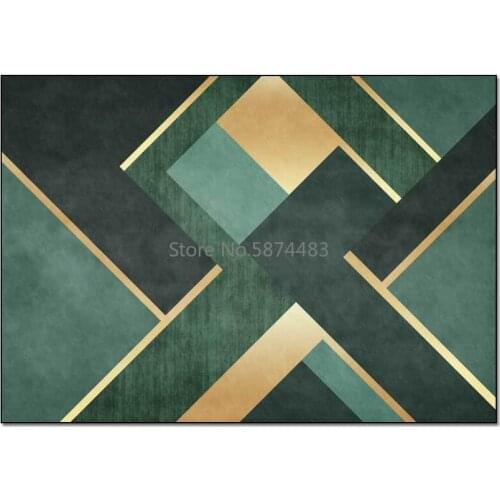 200*300CM modern light luxury dark green gold geometric stitching living room bedroom bedside carpet floor mat customization
