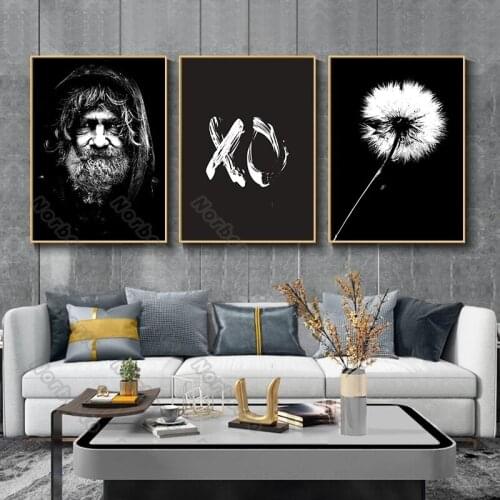 Abstract Canvas Painting Poster and Print White Dandelion Simple Letters Old Man for Living Rooms Bedroom Gallery Wall Decoratio