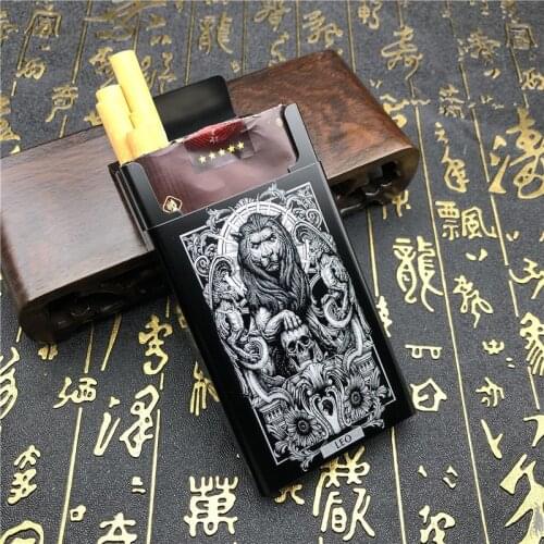 Alalinong N33 DIY Aluminium Alloy Metal Cigarette Case Ins Style King Lion Ultra Thin Cigarette Box Smoking Accessories Totem