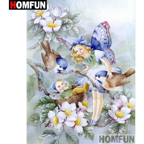 HOMFUN 5D DIY Diamond Painting Full Square/Round Drill "Butterfly elf" 3D Embroidery Cross Stitch gift Home Decor A00477