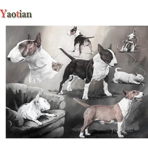 Bull Terrier Animal Dog DIY Diamond Painting 5D Cross Stitch Rhinestones Needlework Diamond Embroidery Full Square Drill Mosaic