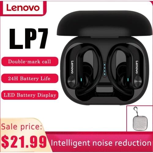 Lenovo LP7 TWS wireless bluetooth headset with microphone sports waterproof IPX5 noise reduction mini earplugs
